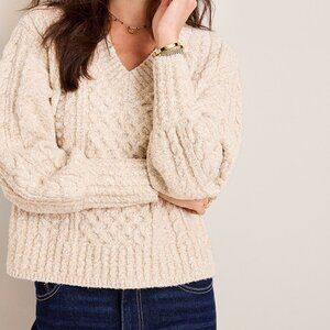 Amelia Cable Knit V-Neck Sweater - OG PRICE 60.00